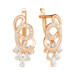 AG2-9794 Серьги с фианитами. Золото 585.