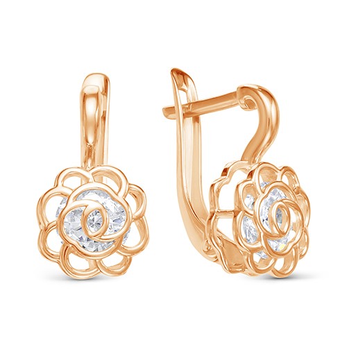 AG2-9859 Серьги с фианитами. Золото 585. 