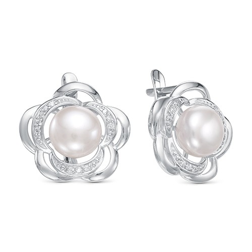 AG2-9872 Серьги с жемчугом. Серебро 925. 