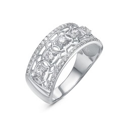 AG1-10000 Кольцо с фианитами. Серебро 925.