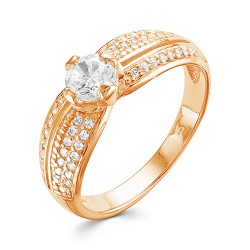 AG1-9645 Кольцо с фианитами. Золото 585.