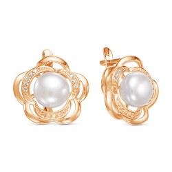 AG2-9872 Серьги с жемчугом. Золото 585.