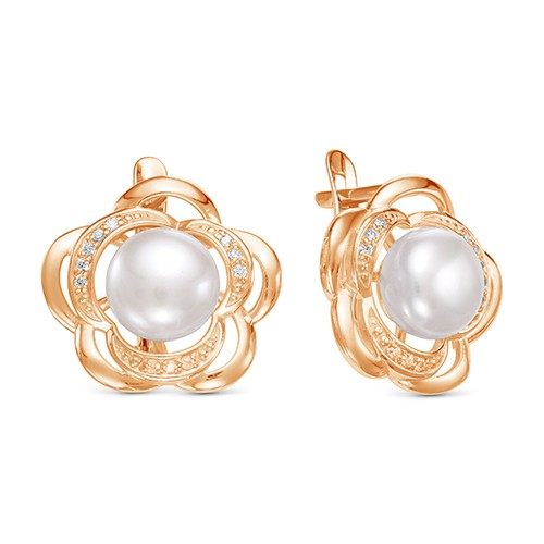 AG2-9872 Серьги с жемчугом. Золото 585. 