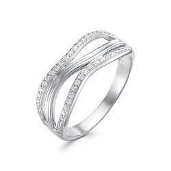 AG1-10034 Кольцо с фианитами. Серебро 925.