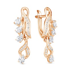 AG2-9938 Серьги с фианитами. Золото 585.