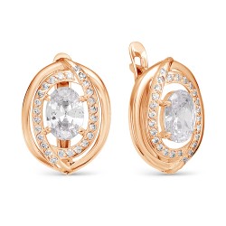 AG2-9727 Серьги с фианитами. Золото 585.