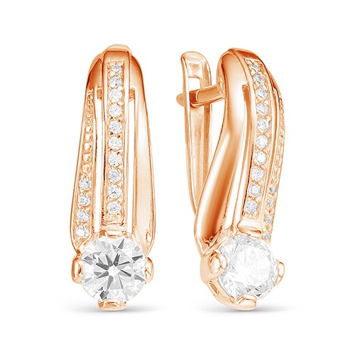 2-9572 Серьги с фианитами. Золото 585. 