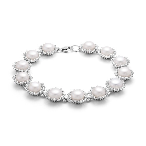 AG8-105 Колье с жемчугом. Серебро 925. 