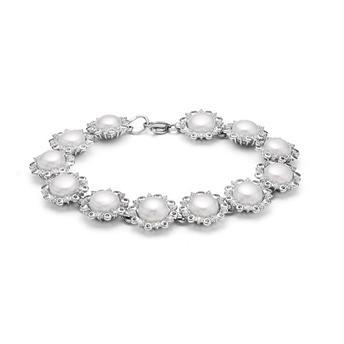 AG8-106 Колье с жемчугом. Серебро 925. 