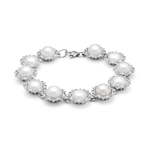 AG8-104 Колье с жемчугом. Серебро 925. 