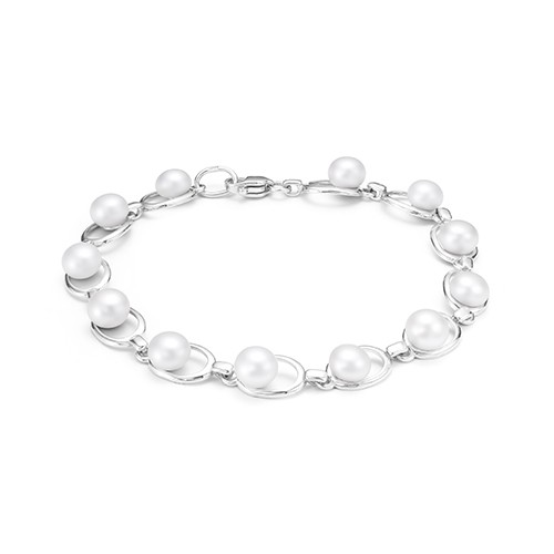 AG8-110 Колье с жемчугом. Серебро 925. 